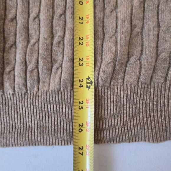 NWT Allen Solly Womens Cashmere Cable Knit Tan Preppy Pullover Sweater Size Medi - Picture 11 of 12
